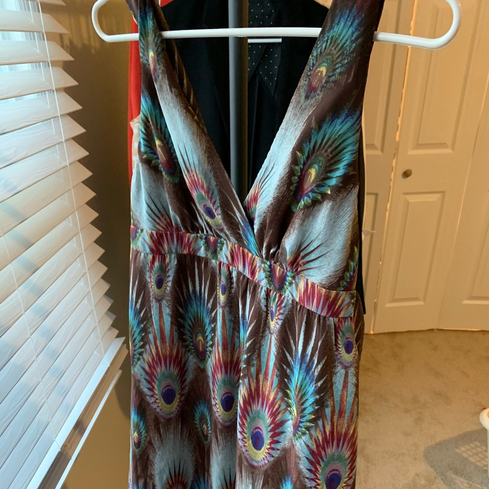 Peacock print dress